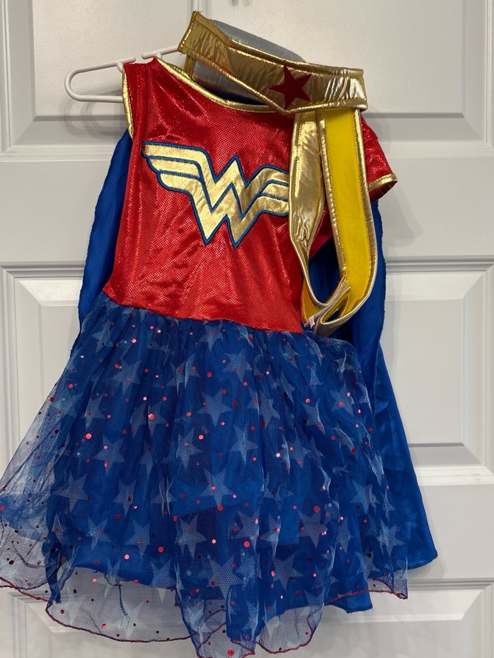 Girls' Wonder Woman Superhero Costume Dress with Cape and accessories